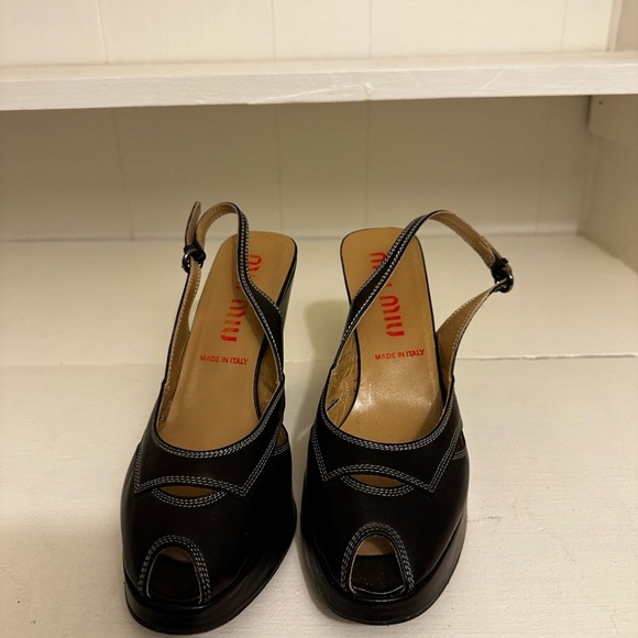 MIU MIU Leather Sling Back Pumps Size 7.5 (EU 37.5)